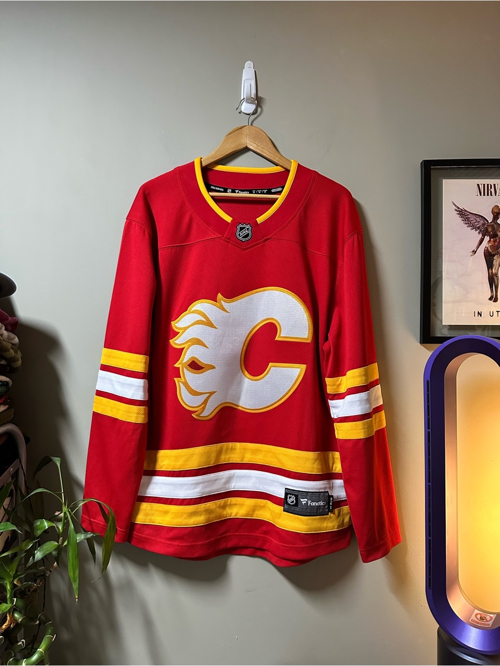 Fanatics Calgary Flames Red Hockey Jersey with Yellow & White Accents